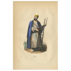 Antique Print of an Arabian Man by Wahlen '1843'