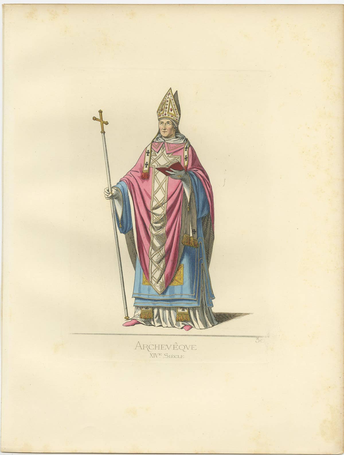 Antique Print of an Archbishop by Bonnard, '1860'