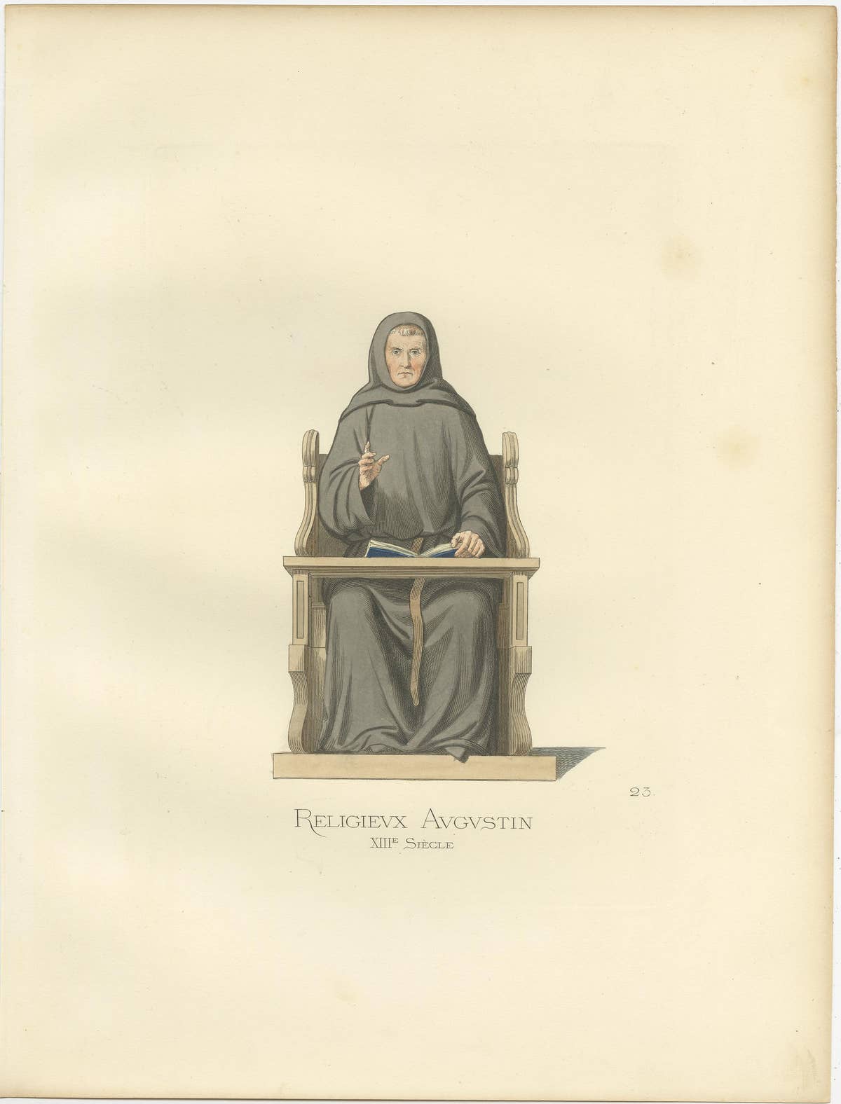Antique Print of an Augustinian by Bonnard, 1860