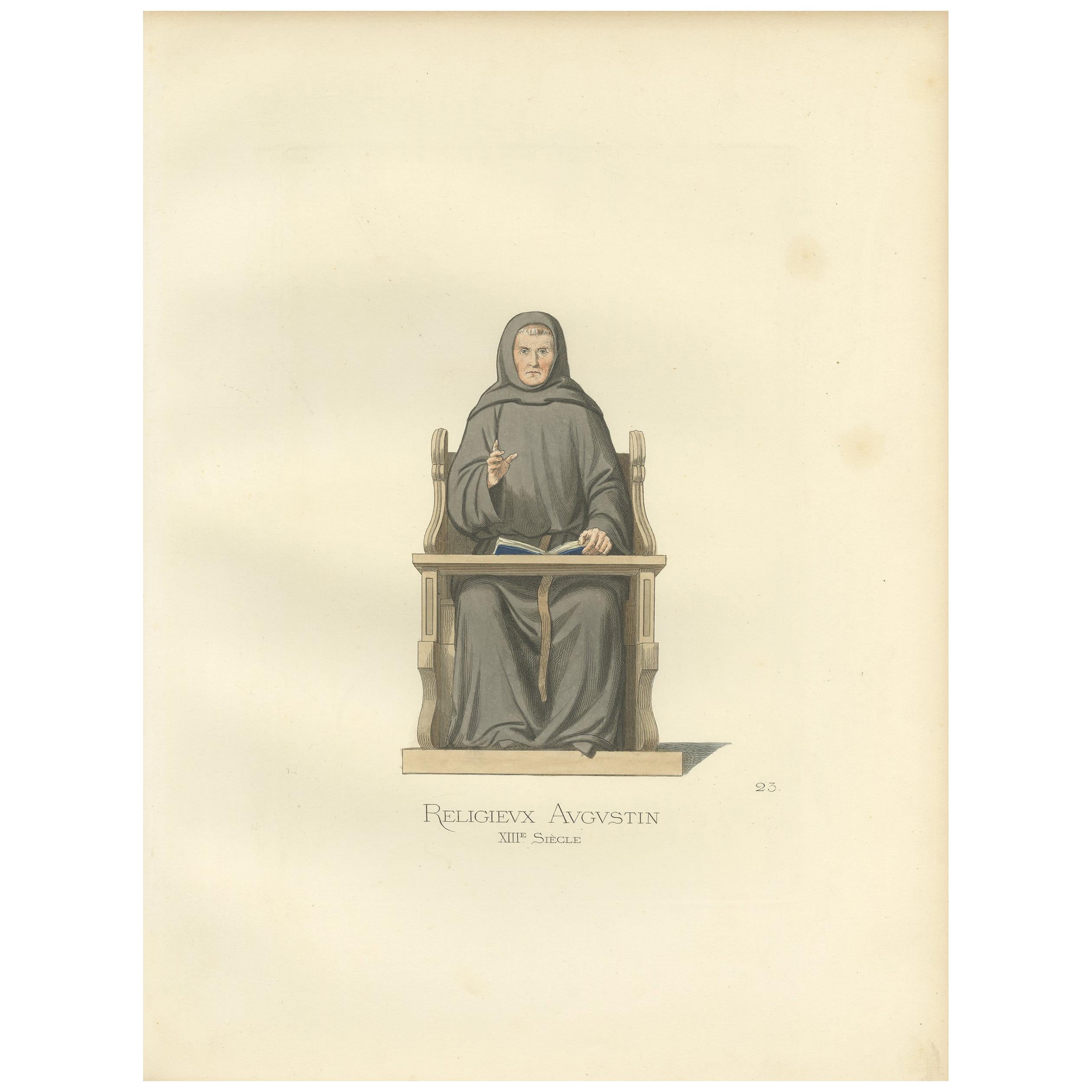 Antique Print of an Augustinian by Bonnard, 1860 For Sale