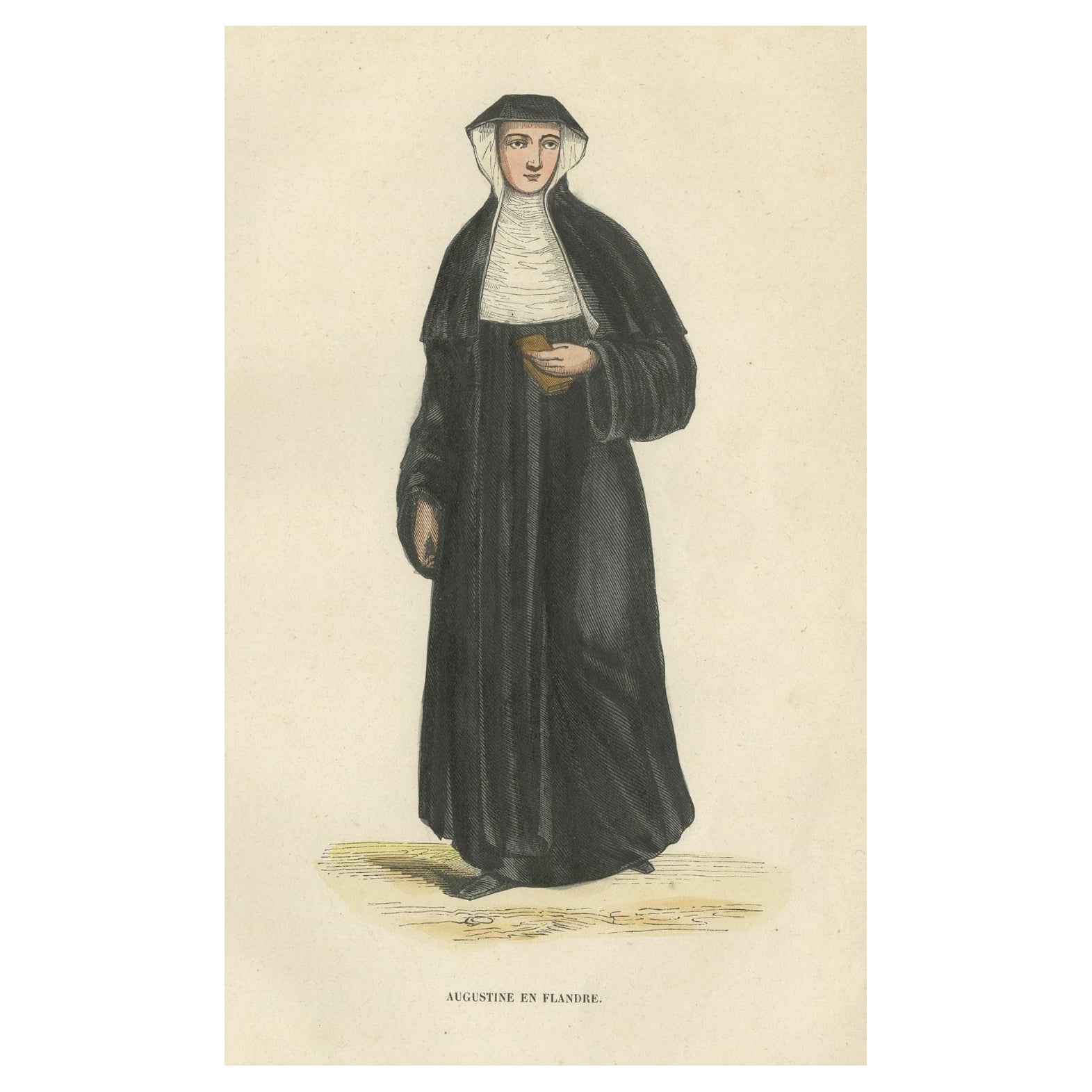 Antiker Druck eines Augustinianischen aus Flandern, 1845