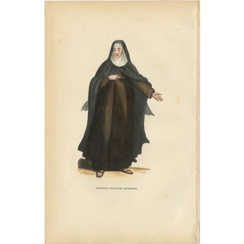 Grabado antiguo de Agustino de Portugal, 1845 en Bueno estado para la venta en Langweer, NL