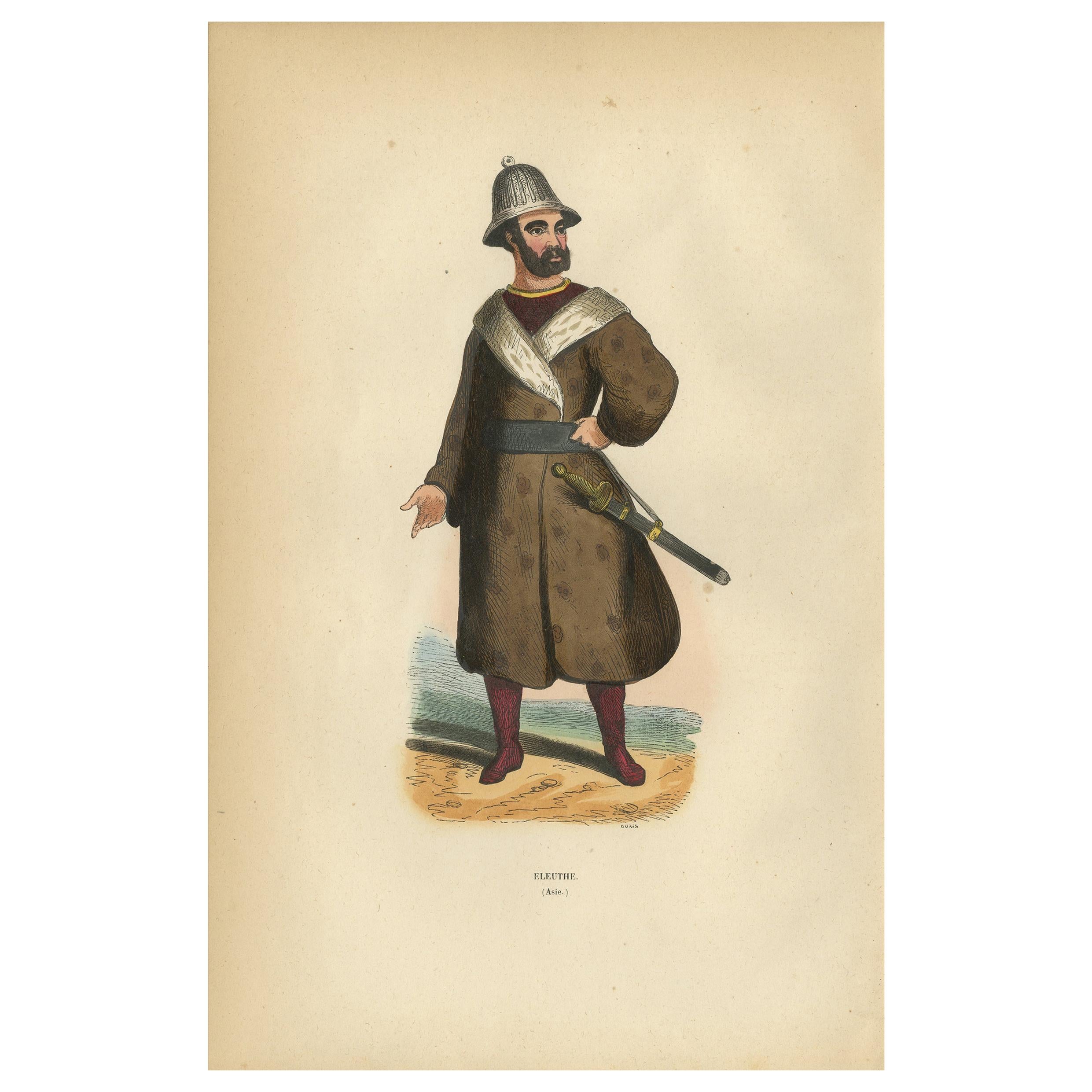Antique Print of an Eleuth or Oirat man, the westernmost group of the Mongols For Sale
