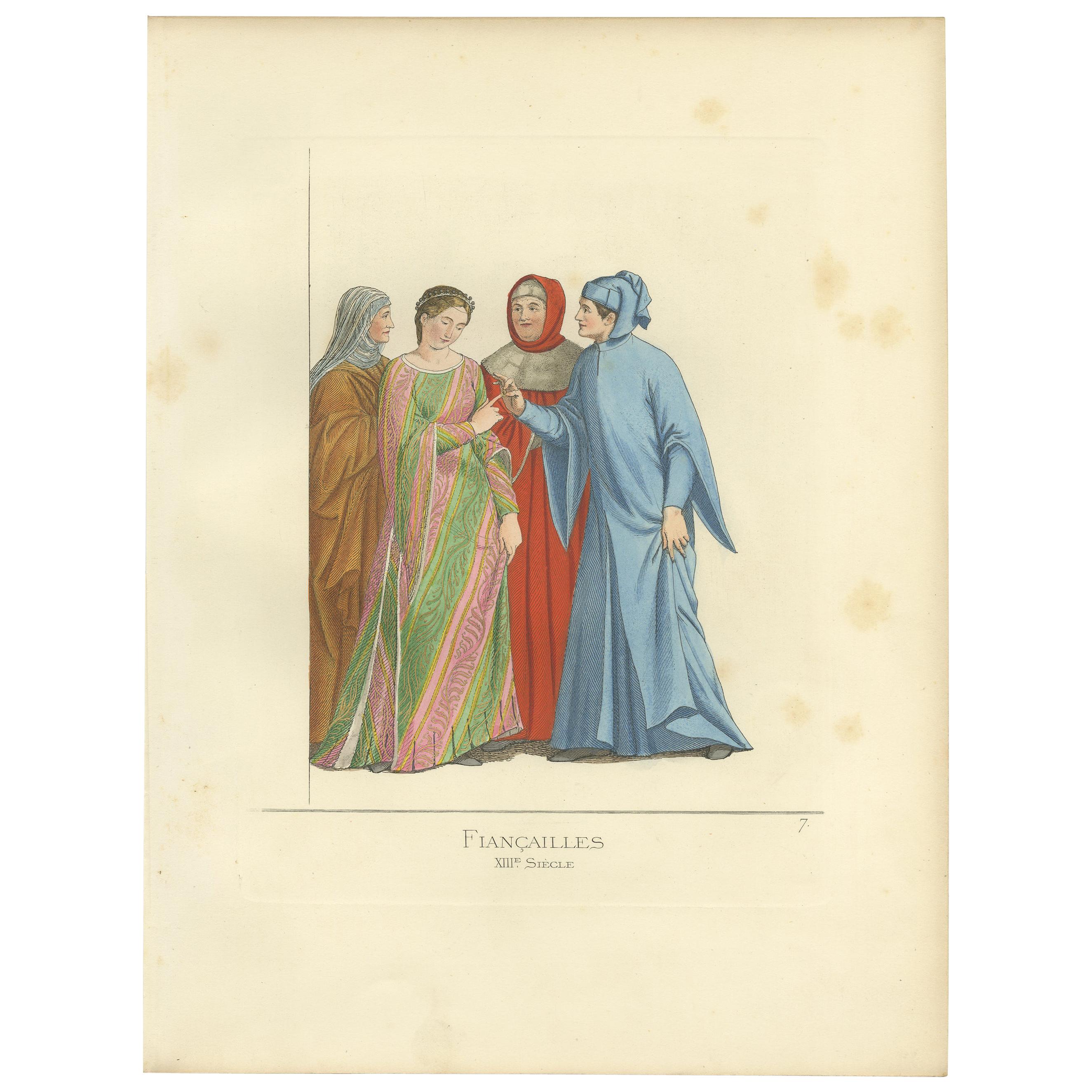 Antique Print of an Engagement in Italy by Bonnard, 1860 For Sale