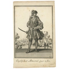 Antique Print of an English Admiral by Weigel, '1703'