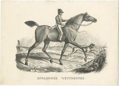 Mid-18th Century Lithograph of English Racehorse Antique Print