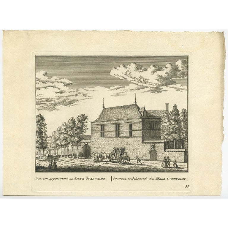 Antiker Druck eines Nachlasses in Overveen, Niederlande, um 1800 im Angebot