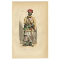 Stampa antica di un ufficiale indiano Sepoy di Wahlen, "1843