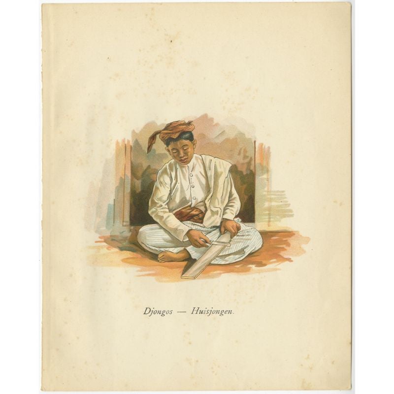 Antique Print of an Indonesian House Servant, 1909 For Sale