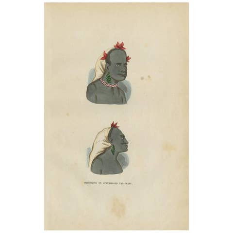Antique Print of an Inhabitant and Chief Leader of Wanu by H. Berghaus, 1855