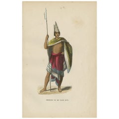 Antiker Druck eines Besitzers einer Roteinsel „In Indonesien“ von H. Berghaus, 1855