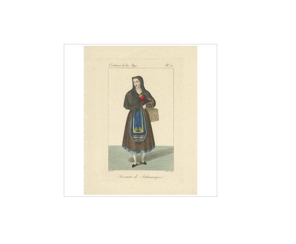 Antique Print of an Inhabitant of Salamanca 'Spain' by Gatine, 1827