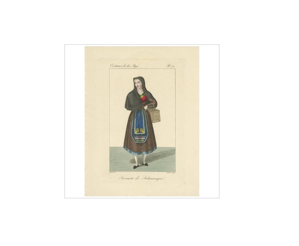 Antique Print of an Inhabitant of Salamanca 'Spain' by Gatine, 1827 In Good Condition For Sale In Langweer, NL