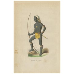 Antiker Druck eines Bewohners von Vanikoro „Santa Cruz“ von H. Berghaus, 1855