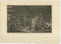 Interior of a Nootka House, Vancouver Island – Cook Voyage Engraving c.1795