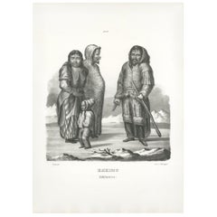 Stampa antica di una famiglia Inuit di Honegger, 1845