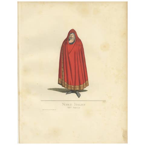 Antique Print of an Italian Nobleman, 14th Century, by Bonnard, 1860
