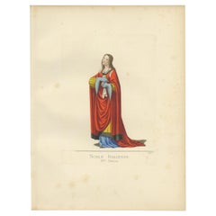 Antique Print of an Italian Noblewoman, 15th Century, by Bonnard, 1860