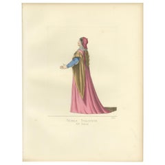 Impression ancienne d'une noble italienne, 15e siècle, par Bonnard, 1860