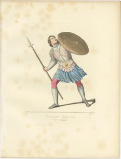 Antique Print of an Italian Soldier, 15th Century, by Bonnard, 1860