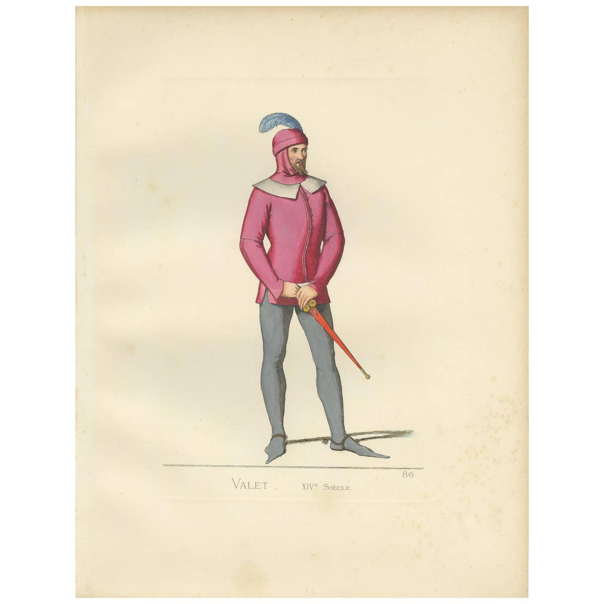 Antique Print of an Italian Valet or Servant by Bonnard, 1860