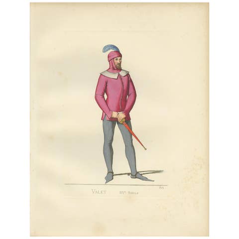 Antique Print of an Italian Valet or Servant by Bonnard, 1860