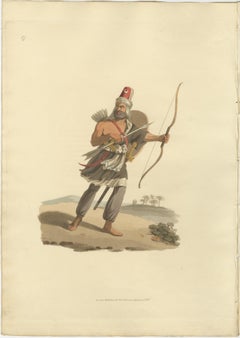 19th Century Engraving Ottoman Empire Janizary of Arabia, 1818