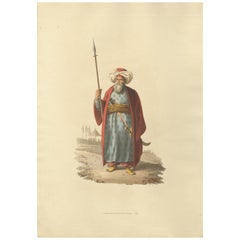 Impression ancienne d'un officier mamelouk, le costume militaire de la Turquie, 1818