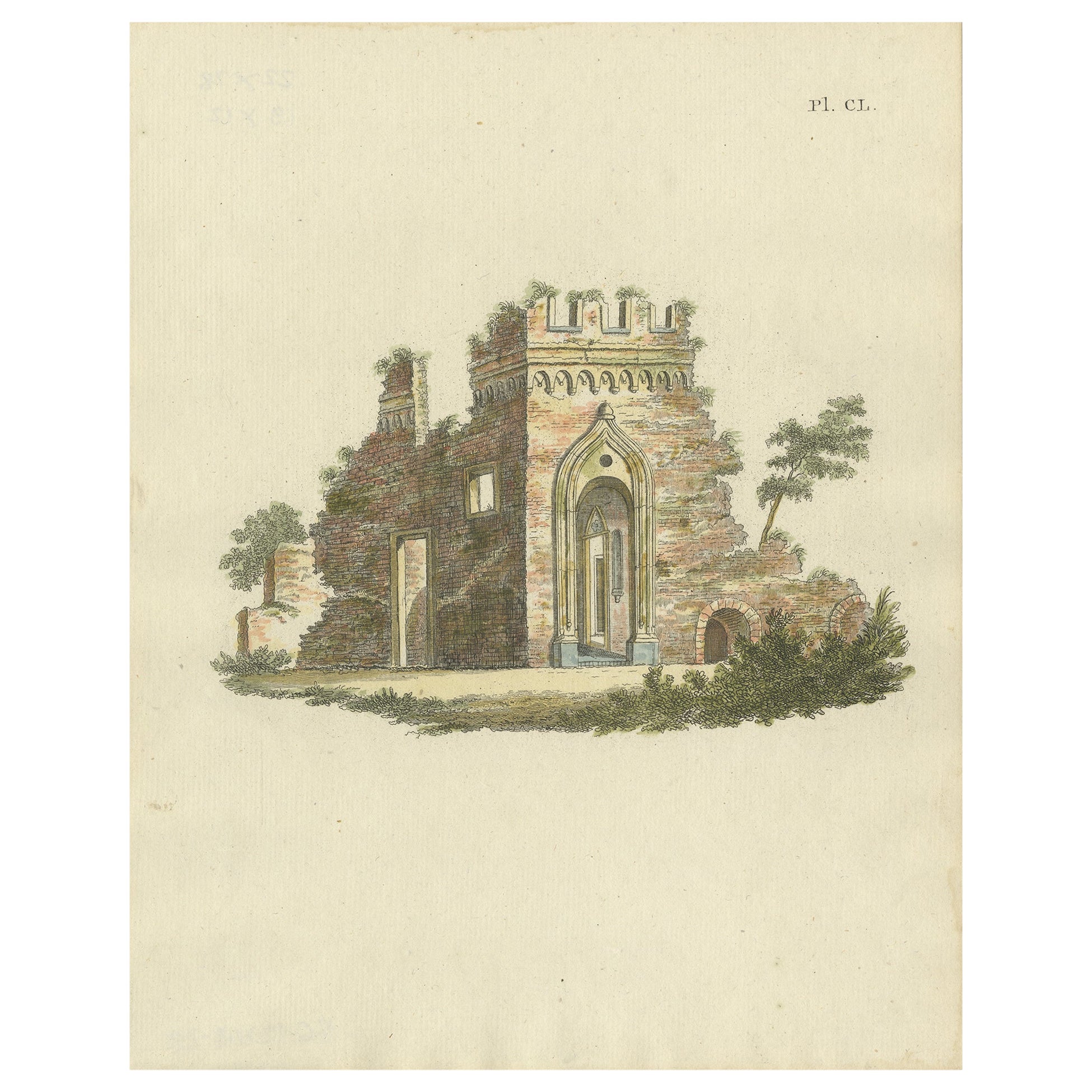 Impression ancienne d'un ancien bâtiment de l'architecture de jardin par Van Laar, 1802
