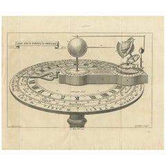 Genuine Antique Print of an Orrery, a mechanical model of the Solar System, 1747