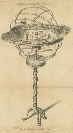 Antique Print of an Orrery by Hinton, circa 1750