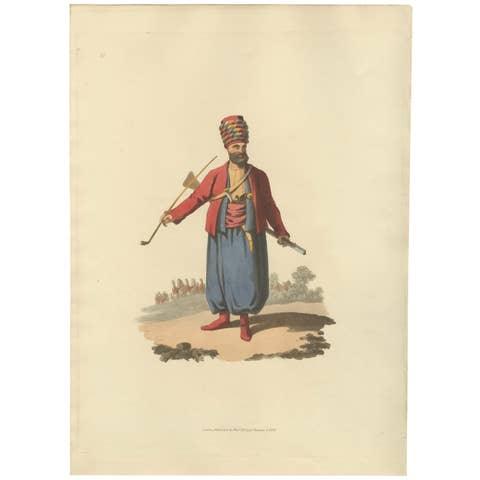Antique Print of an Spahi, from The Military Costume of Turkey 1818