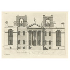 Antique Print of an Unexecuted Building Design in Dorset, England, 1717