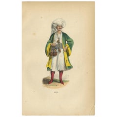 Antique Print of an Uzbek Man by Wahlen, 1843