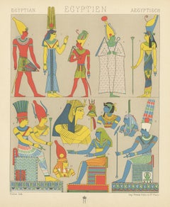 Grabado antiguo de Trajes del Antiguo Egipto por Racinet, 1888