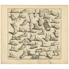 Antique Print of Ancient Shoes in Various Forms by W. Goeree, 1690