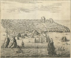 Grabado antiguo de Angra 'Azores' por A. Montanus, 1671