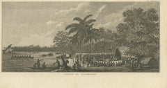Antique Print of Annamooka, Tonga Islands, by Cook '1803'