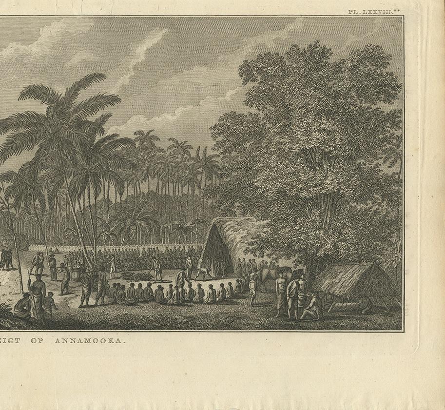 Impression ancienne d'Annamooka, îles Tonga, par Cook '1803' Bon état - En vente à Langweer, NL