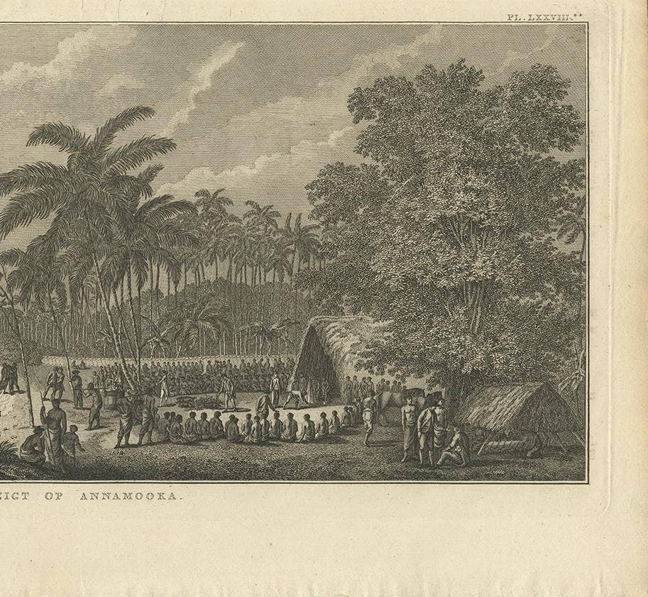 Antique Print of Annamooka, Tonga Islands, by Cook '1803'