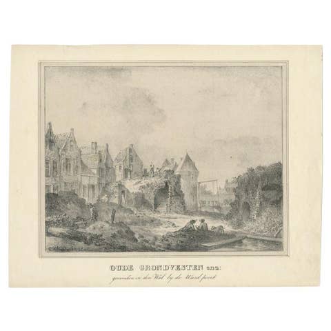 Antique Print of Archeological Findings near the Weerd Poort in Utrecht