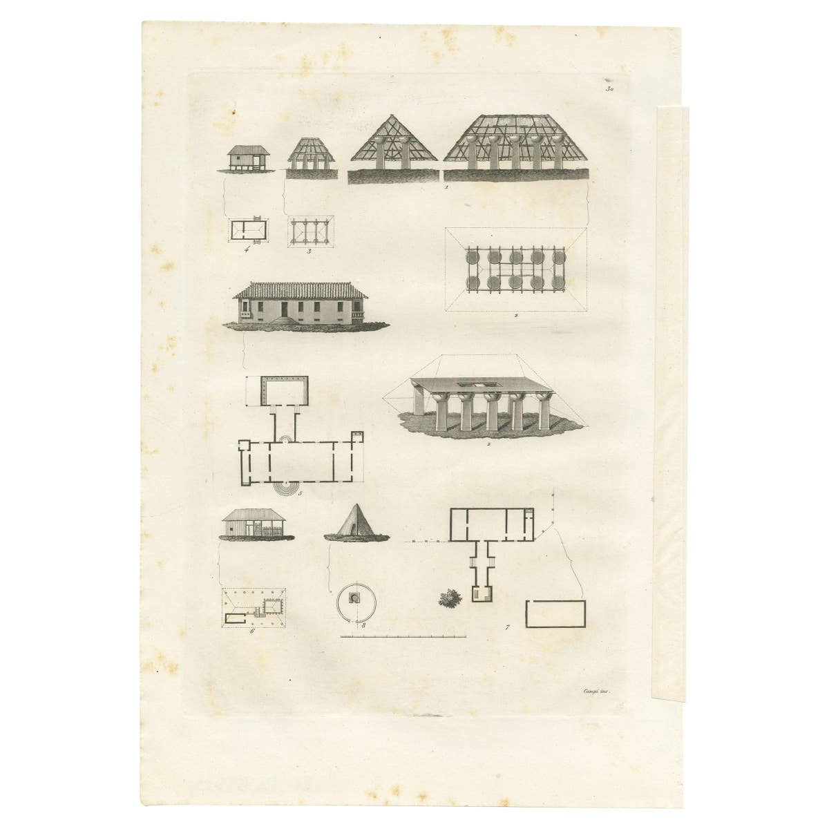 Antique Print of Architecture on the Mariana Islands by Ferrario '1831'