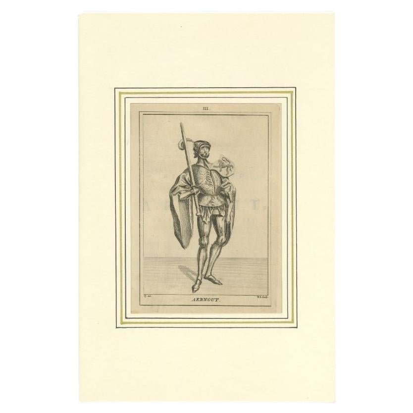 Stampa antica di Arnulf II, conte di Fiandra, Belgio, 1745 in vendita