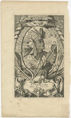 Antique Print of Atahualpa by Ogilby, 1671