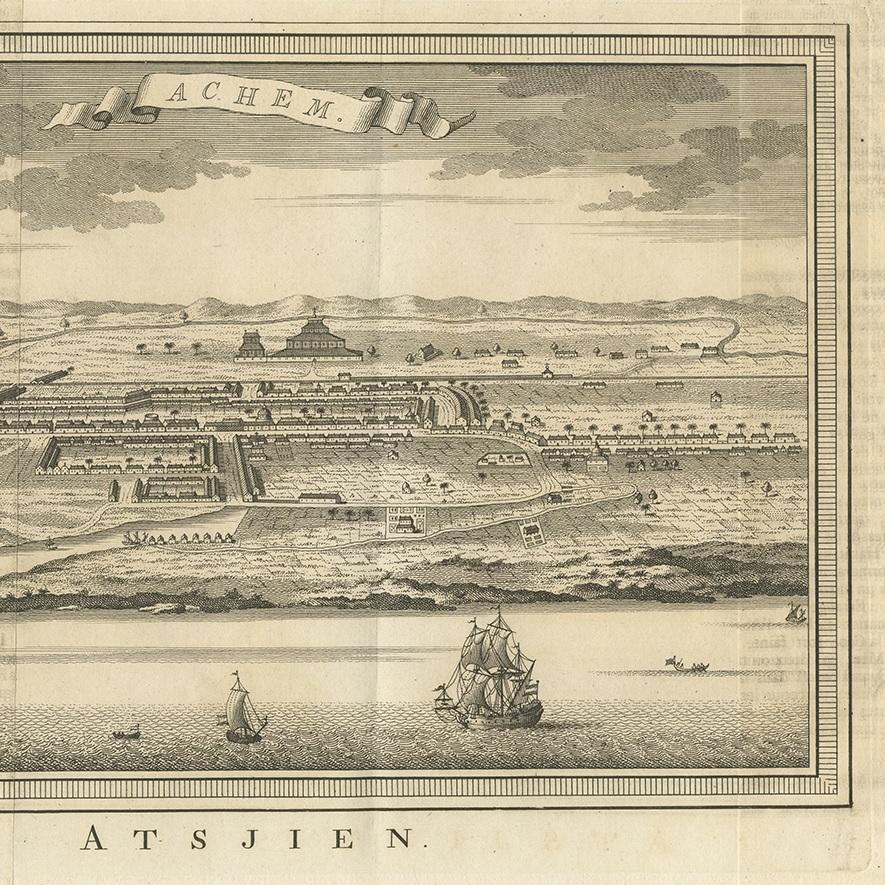 18th Century Antique Print of Atjeh by Van der Schley '1756' For Sale