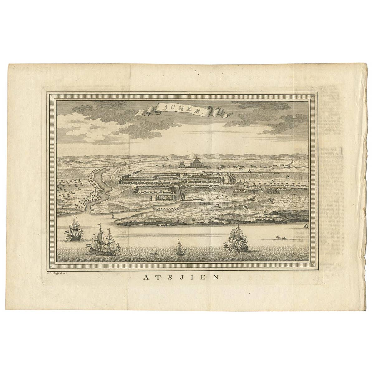 Antique Print of Atjeh by Van der Schley '1756'