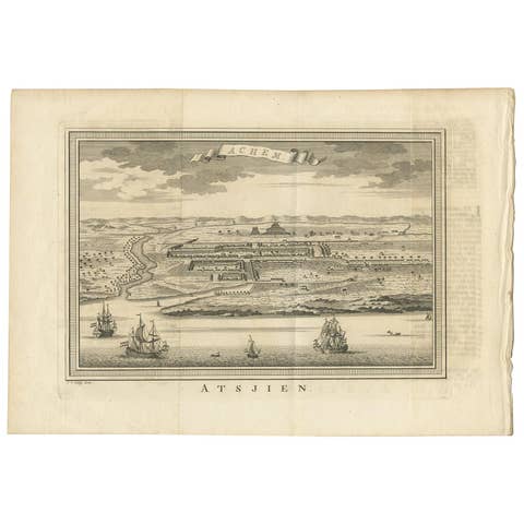 Antique Print of Atjeh by Van der Schley '1756'