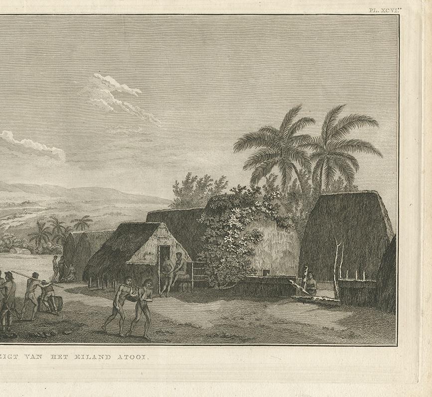 Antique Print of Atooi Island by Cook, 1803 In Good Condition In Langweer, NL