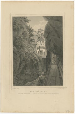 Antique Print of Bad Pfäfers, Switzerland