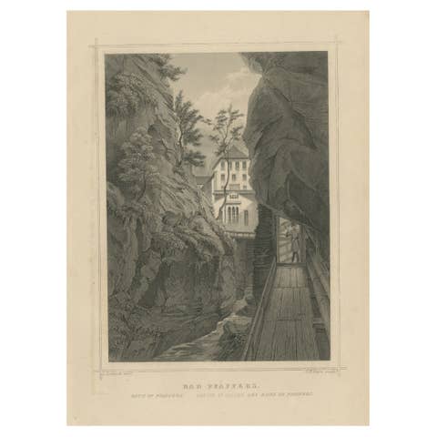 Antique Print of Bad Pfäfers, Switzerland